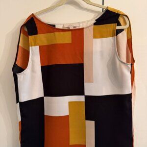 Loft shirt, geometric patterns, color blocking, size M